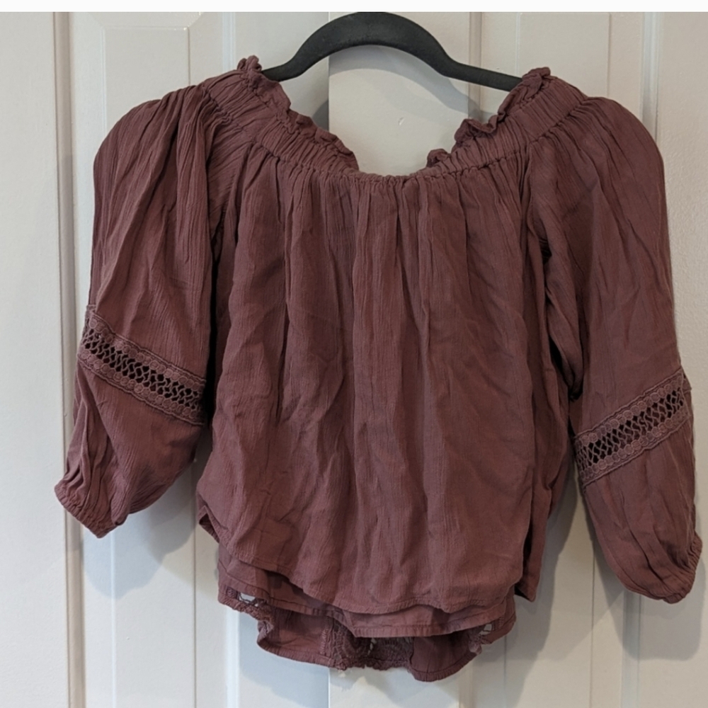 American Eagle top off the shoulder boho crop top XS NWT - Picture 5 of 11